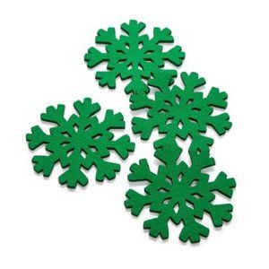 The Cellar Green Snowflake Coasters Set of 4 - 4" X 4" X 0.25"
